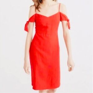 Abercrombie & Fitch Vibrant Red Cold-Shoulder Midi Dress